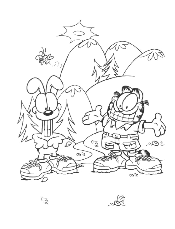 Coloriage de Garfield en train de se reposer sur un canapé