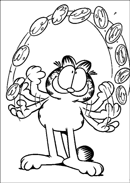 Garfield assis, souriant, avec un fond simple