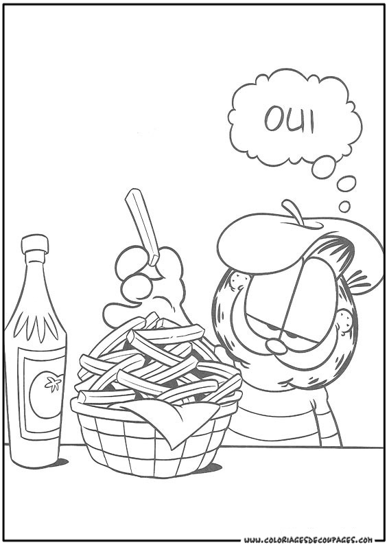 Garfield se prélasse sur un coussin avec une expression malicieuse