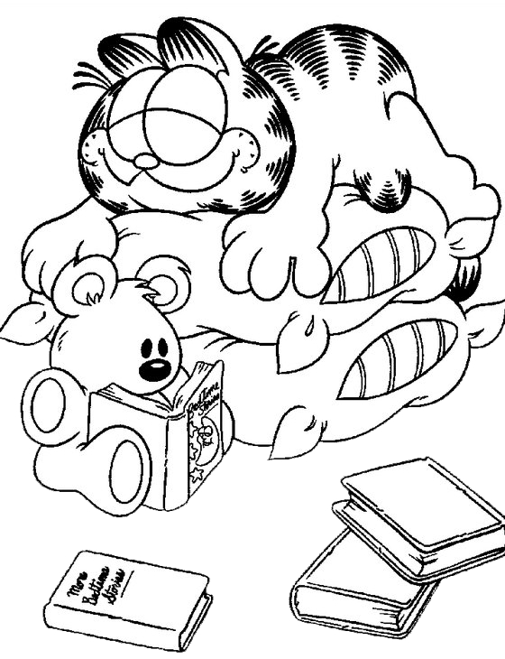 Garfield en train de déguster un plat de lasagnes
