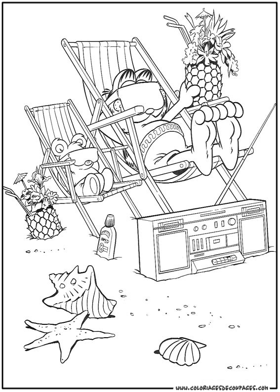 Garfield se détend sur un coussin dans un décor accueillant