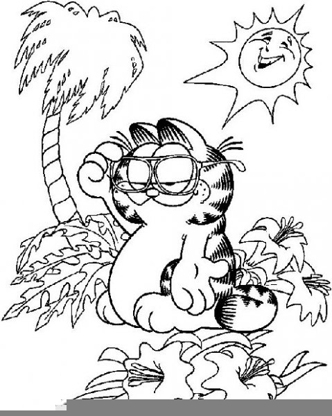 Garfield détendu sur un coussin avec un air espiègle