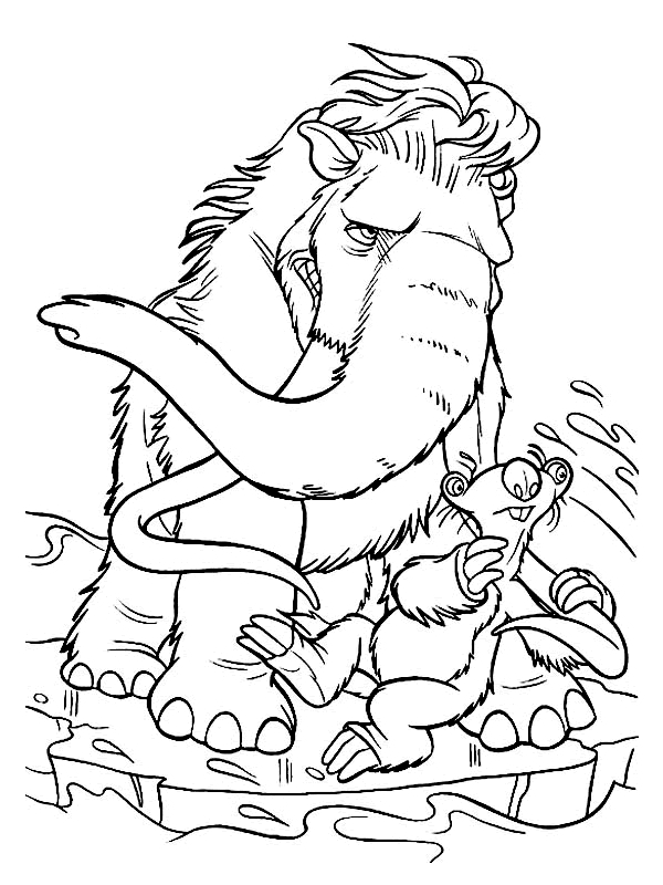 Coloriage d'un géant de glace dans un paysage enneigé