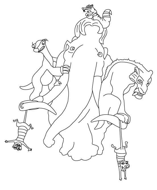 Coloriage d'un géant de glace dans un paysage enneigé