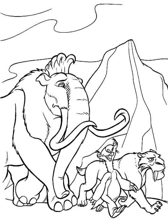 Coloriage d'un géant de glace dans un paysage montagneux
