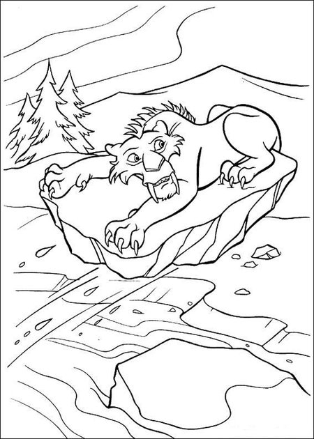 Coloriage d'un géant de glace dans un paysage hivernal