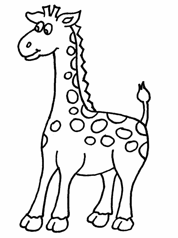 Coloriage d'une girafe se tenant dans la savane