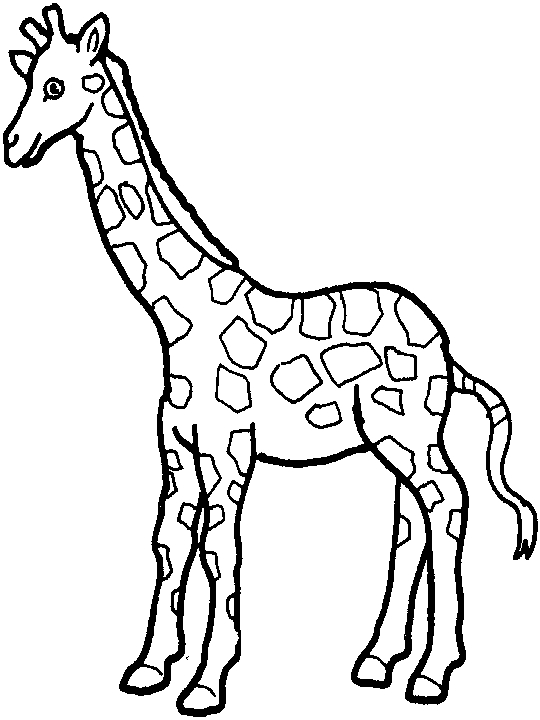 Coloriage d'une girafe paisiblement debout sous un arbre
