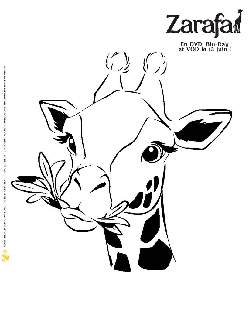 Coloriage d'une girafe dans un environnement naturel