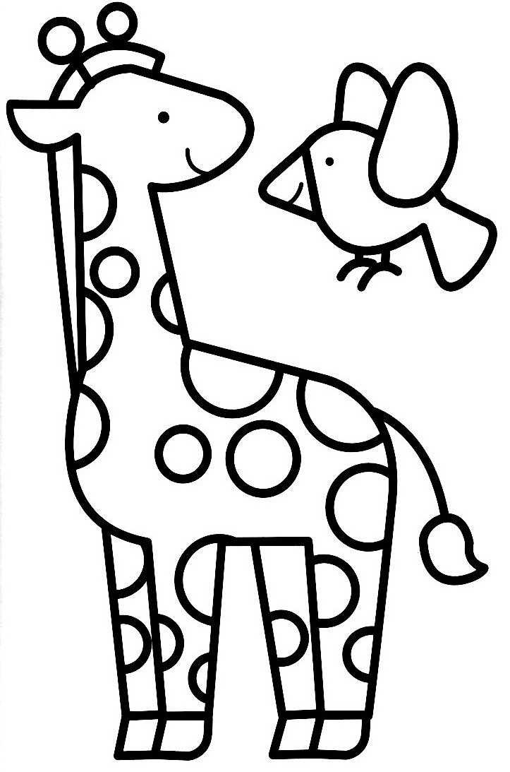 Girafe en pleine nature prête à être coloriée