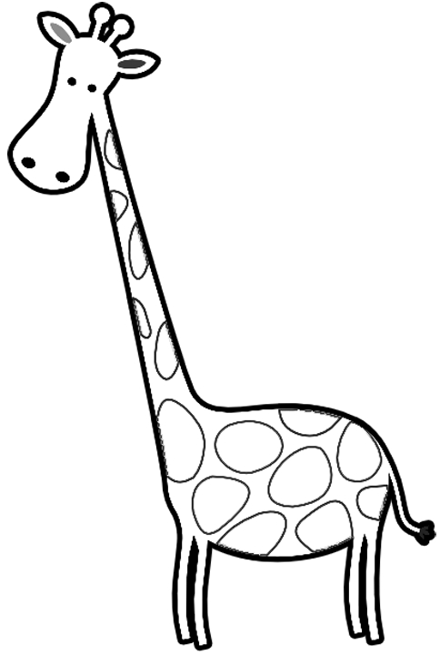 Coloriage d'une girafe se tenant debout dans la savane