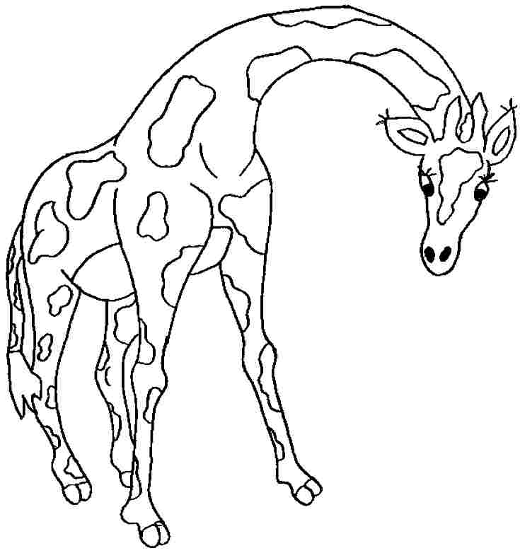Coloriage d'une girafe au long cou dans son habitat naturel