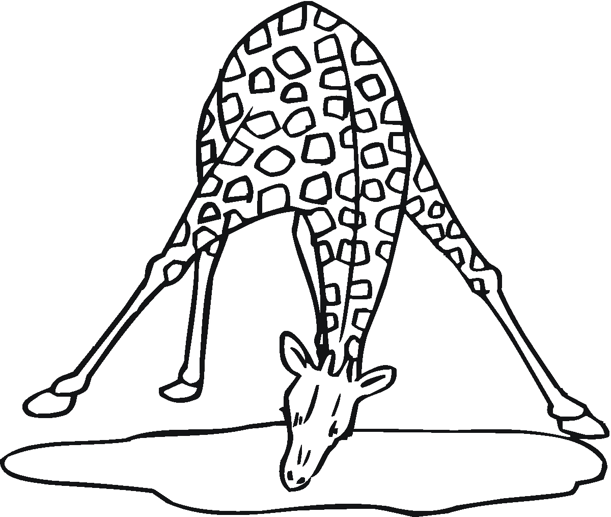 Coloriage d'une girafe sous un arbre dans un paysage naturel