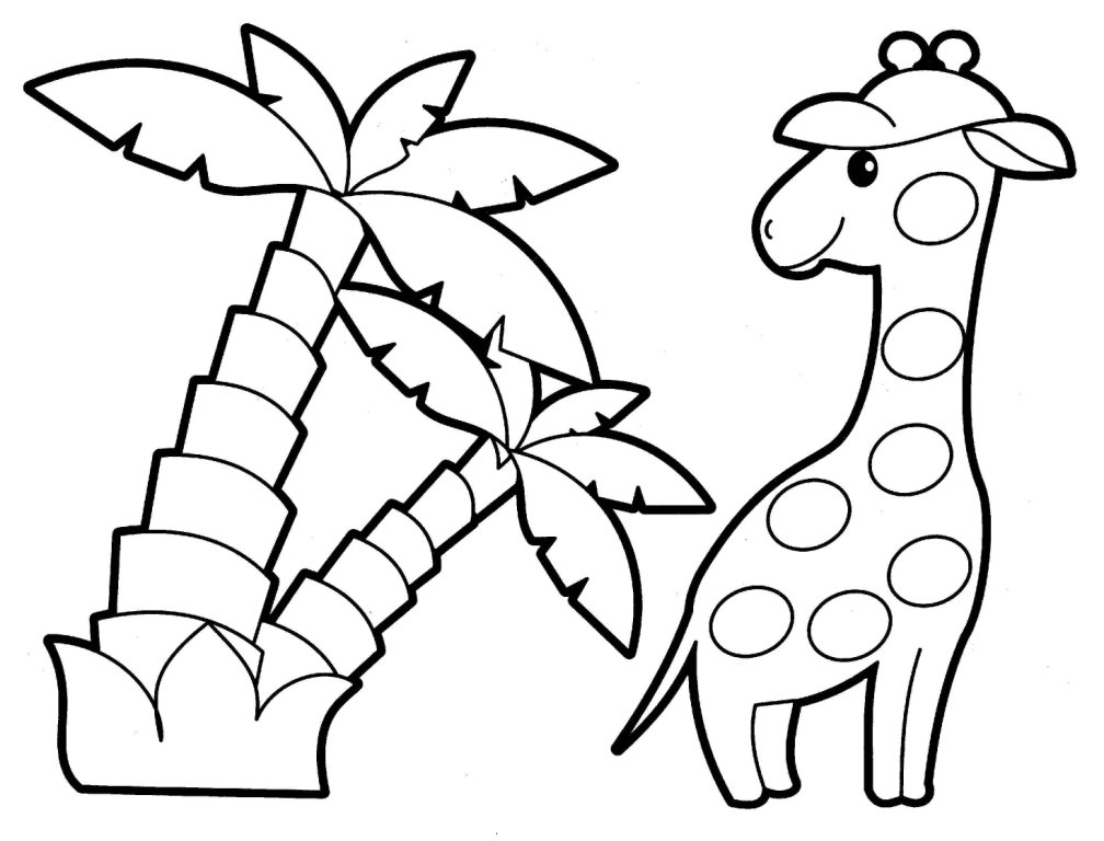 Coloriage d'une girafe dans son habitat naturel