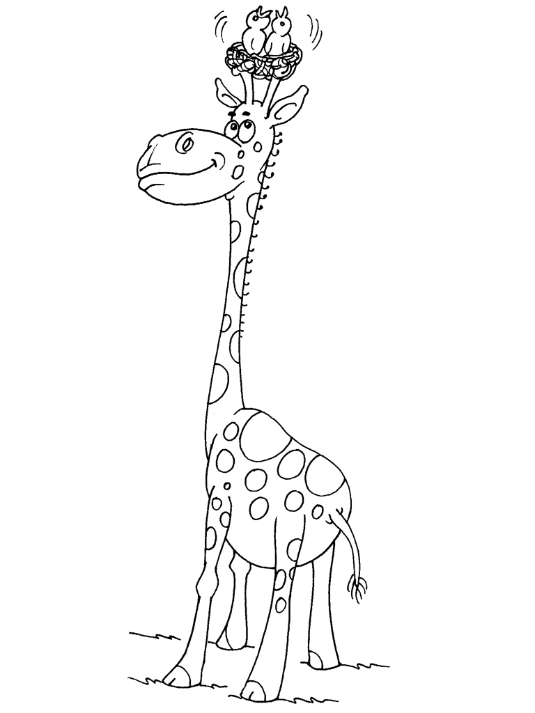 Coloriage d'une girafe dans son habitat naturel