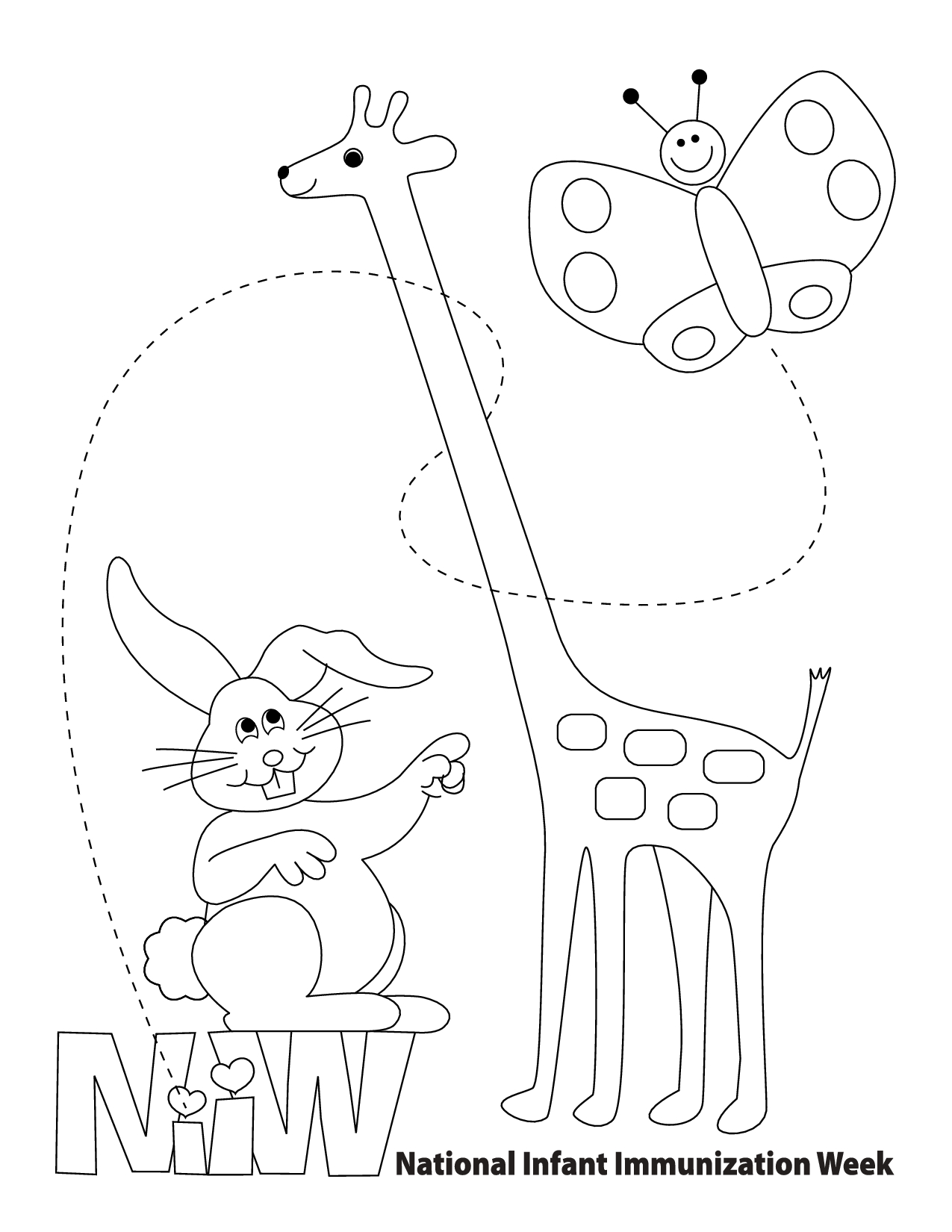 Coloriage d'une girafe se tenant sous un arbre