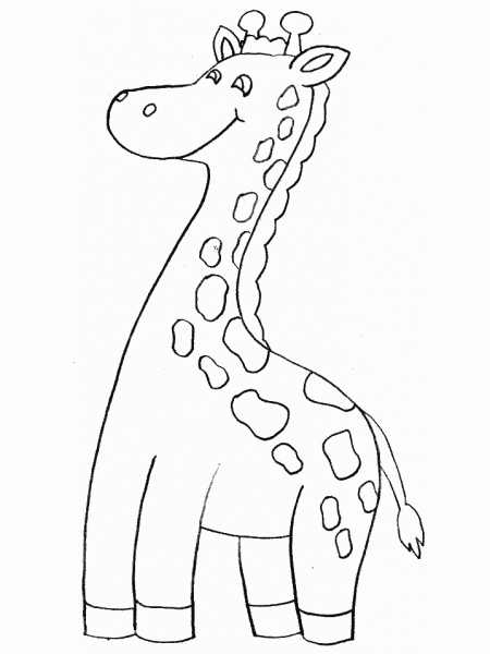Coloriage d'une girafe se tenant paisiblement dans la savane