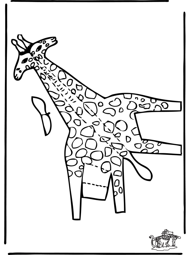 Coloriage d'une girafe au long cou dans son habitat naturel