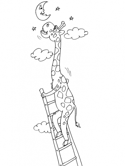 Coloriage d'une girafe dans la savane africaine