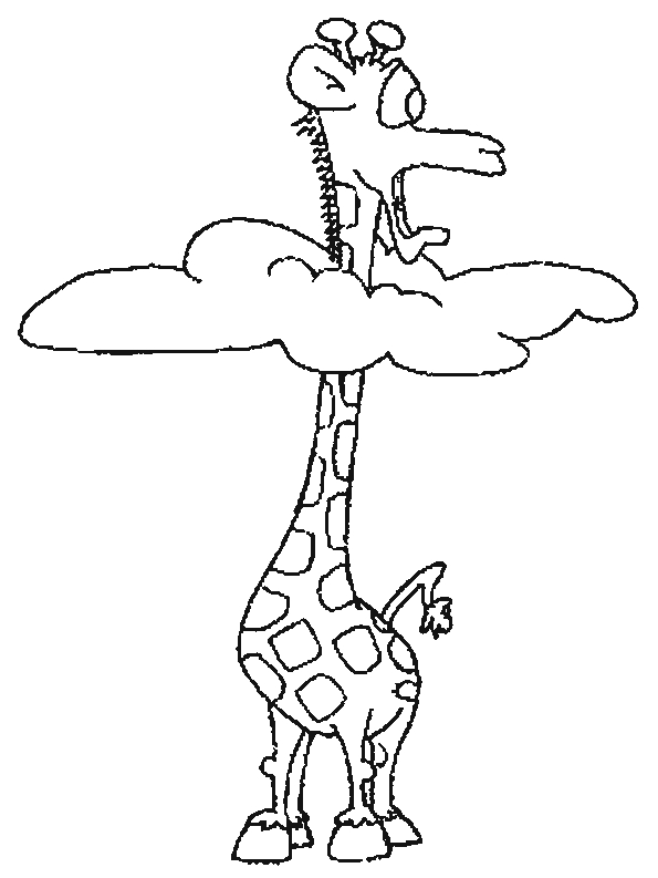 Coloriage d'une girafe dans un paysage naturel