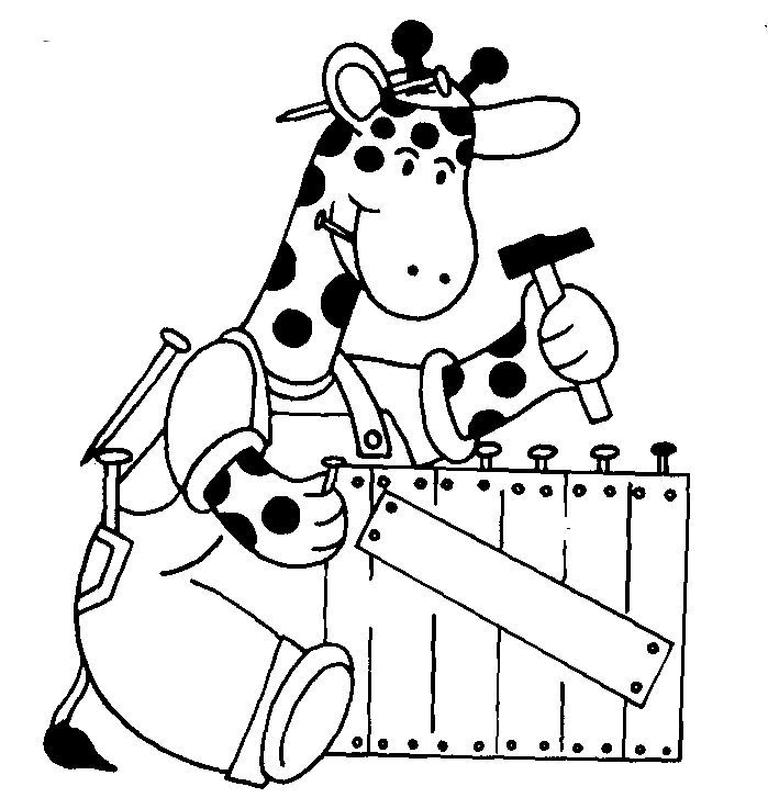 Coloriage d'une girafe dans un environnement naturel