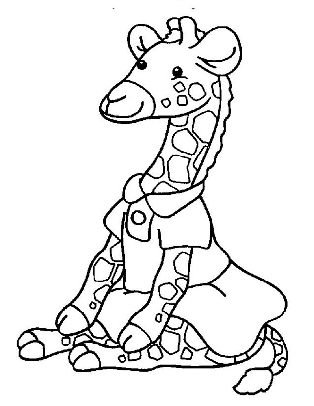 Coloriage d'une girafe sous un arbre dans la savane
