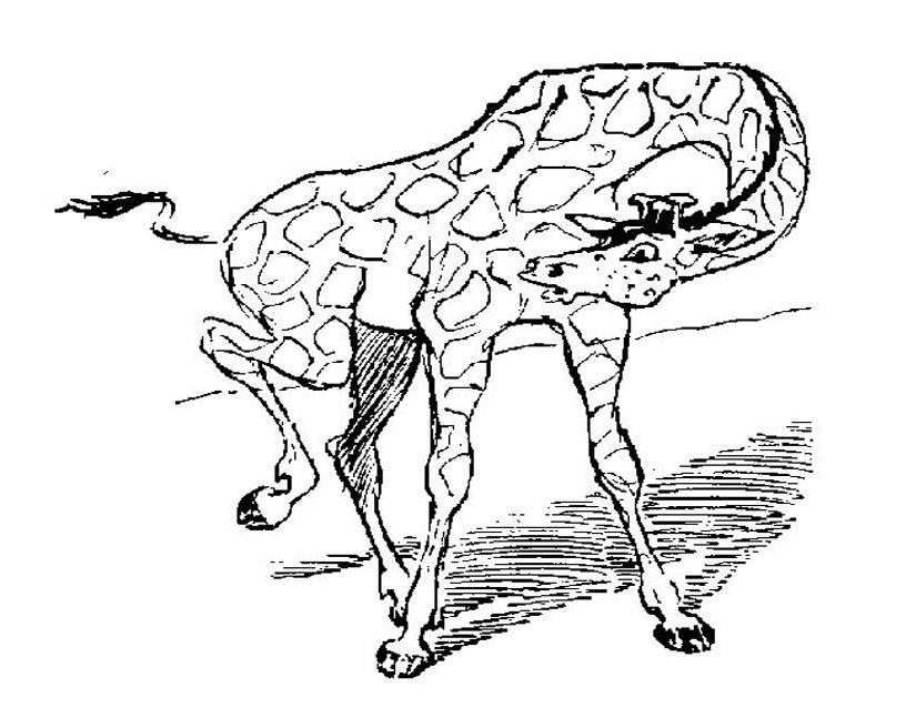 Coloriage d'une girafe se tenant sous un arbre dans la savane
