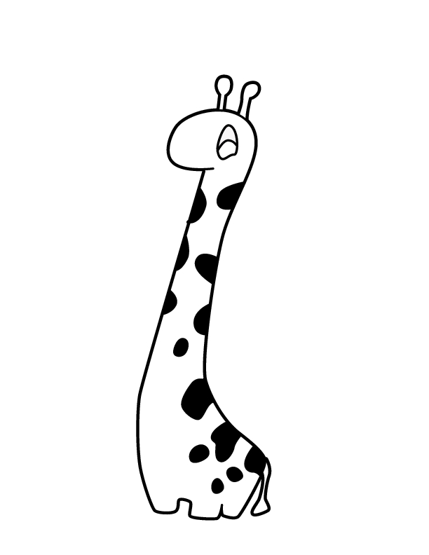 Coloriage d'une girafe au long cou dans un environnement naturel