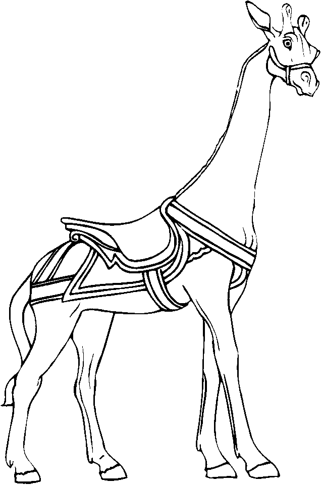 Coloriage d'une girafe paisible se tenant sous un arbre