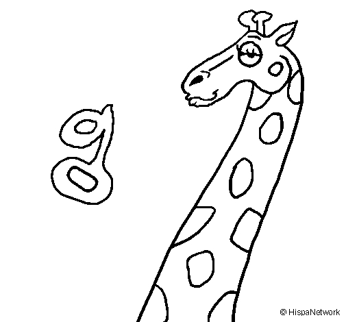 Coloriage d'une girafe se tenant debout au milieu de la savane