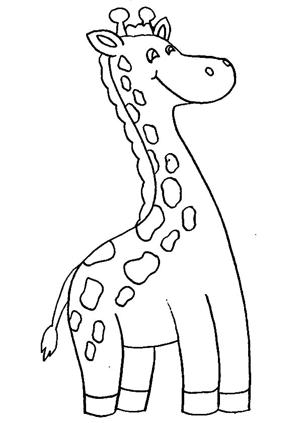 Coloriage d'une girafe paisible dans son habitat naturel