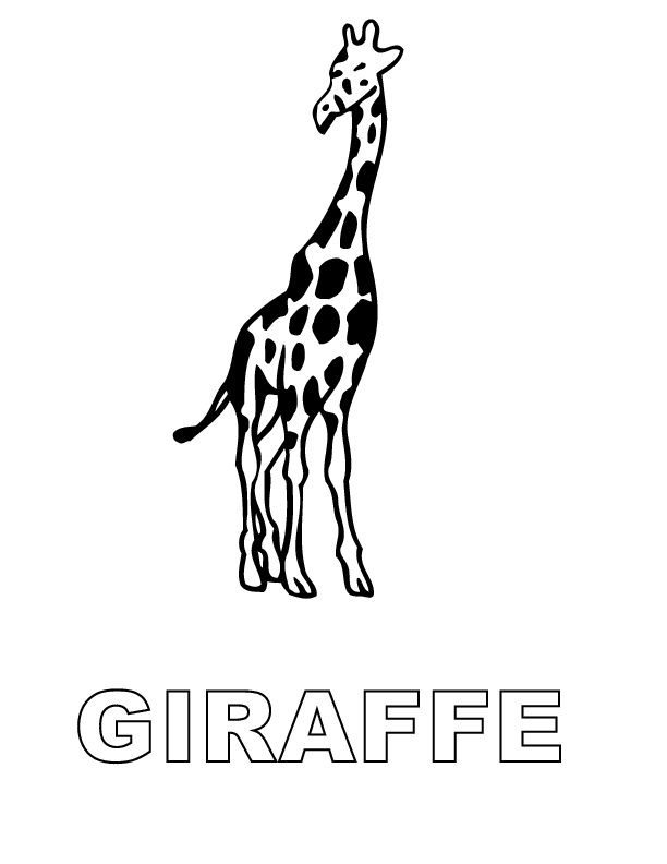 Coloriage d'une girafe dans un paysage savane