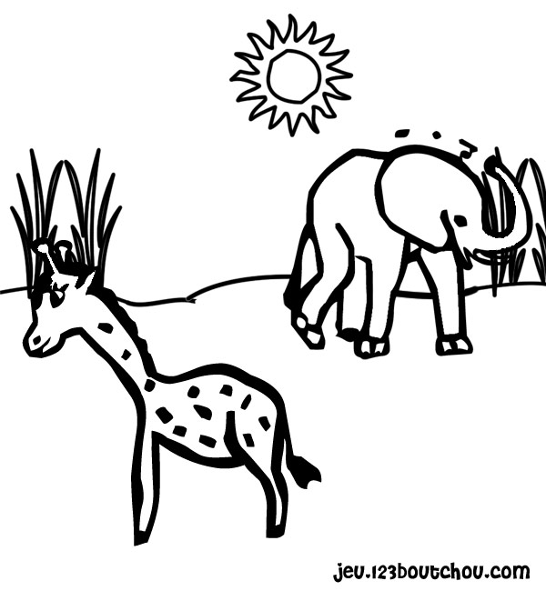 Coloriage d'une girafe majestueuse dans son habitat naturel