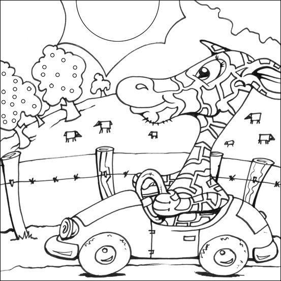 Coloriage d'une girafe élégante dans la savane
