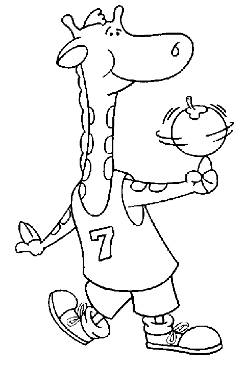 Coloriage d'une girafe dans un paysage naturel