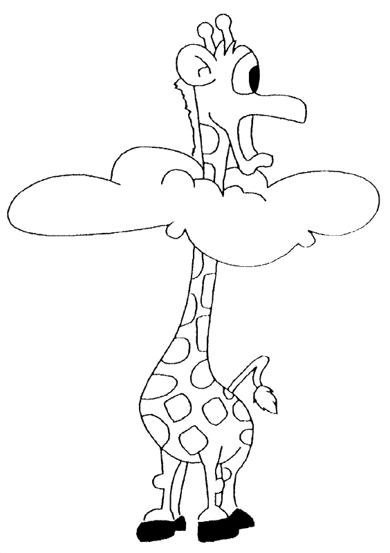 Coloriage d'une girafe dans un environnement naturel