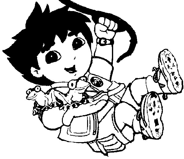 Coloriage de Diego en pleine aventure dans la jungle