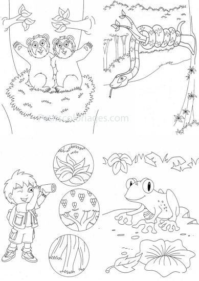 Coloriage de Diego en pleine aventure dans la jungle Coloriage de Diego en pleine aventure dans la jungle