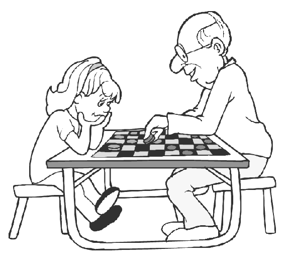 Un grand-parent et un enfant partageant un moment de complicité autour d'un coloriage