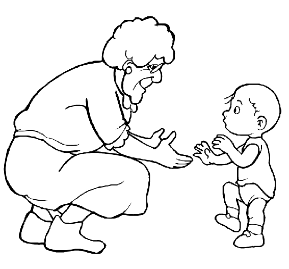 Un grand-parent lisant une histoire à son petit-enfant dans un jardin