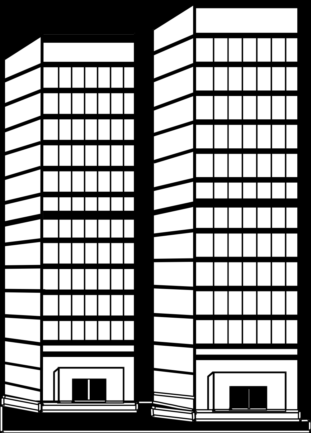Coloriage d'un gratte-ciel moderne avec des nuages en arrière-plan