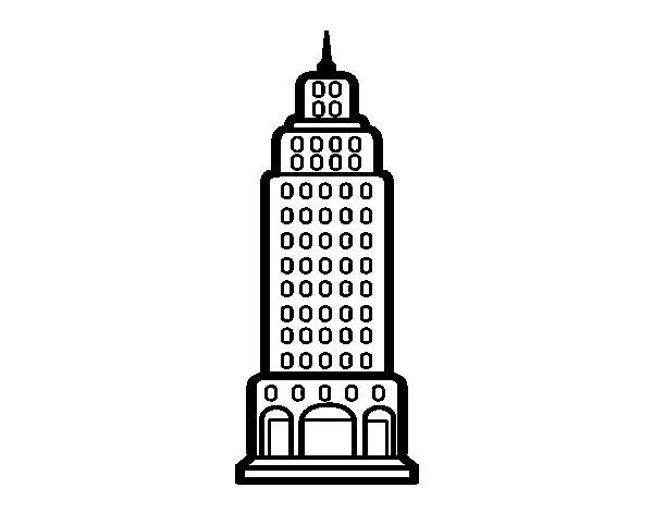 Coloriage d'un gratte-ciel moderne en milieu urbain