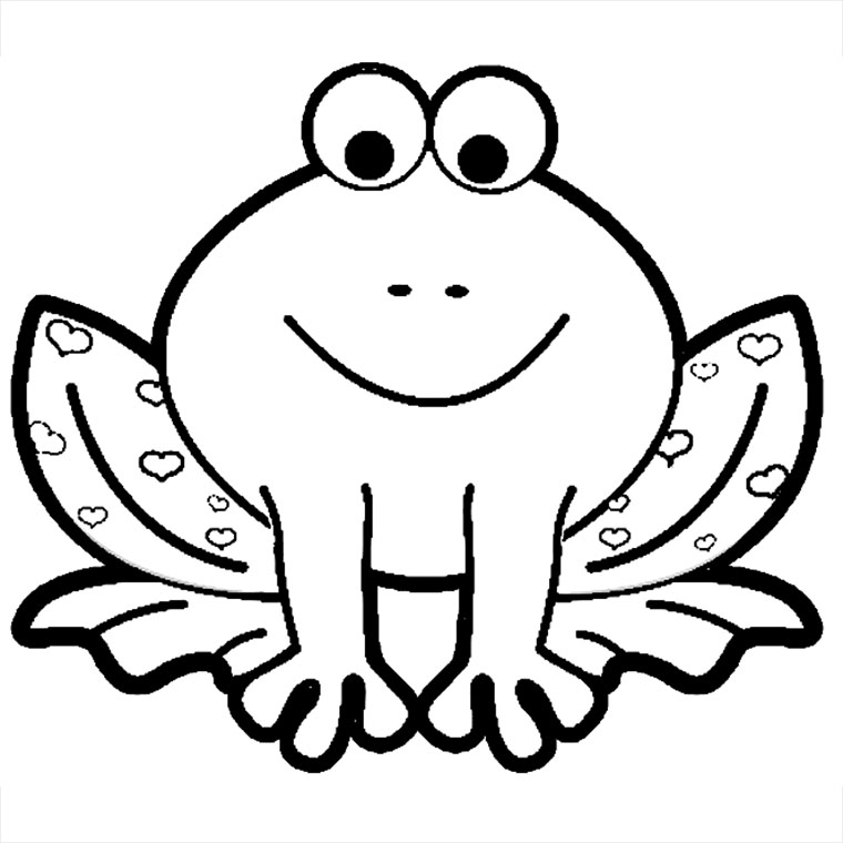 Coloriage d'une grenouille assise sur une feuille de nénuphar