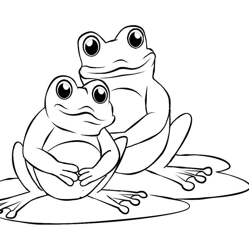 Coloriage d'une grenouille sur une feuille de nénuphar