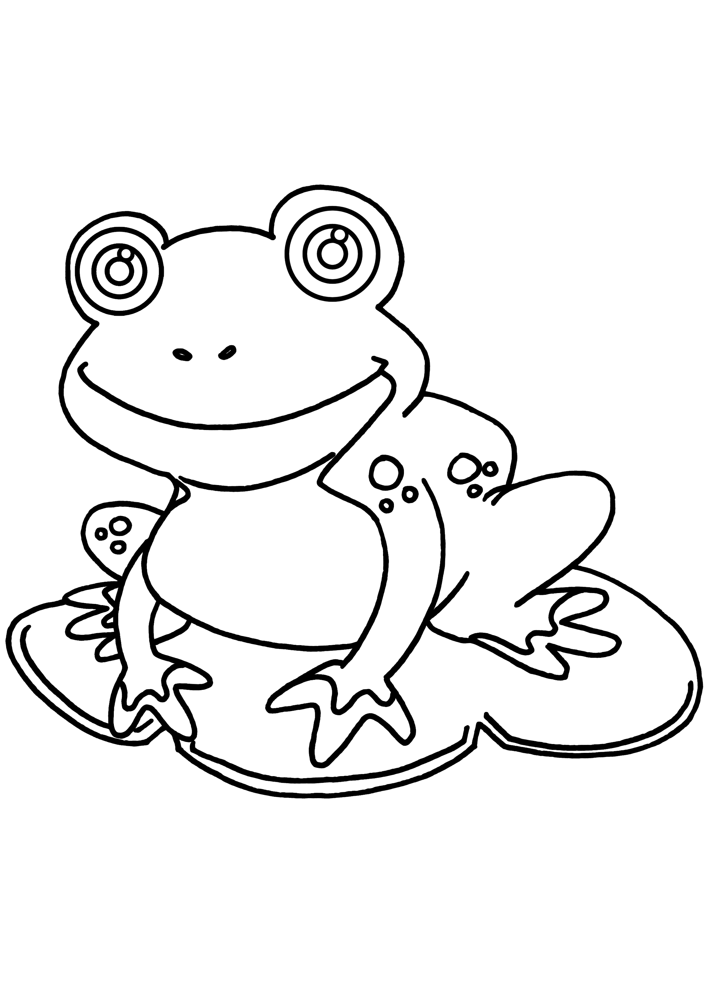 Coloriage d'une grenouille assise sur une feuille de nénuphar