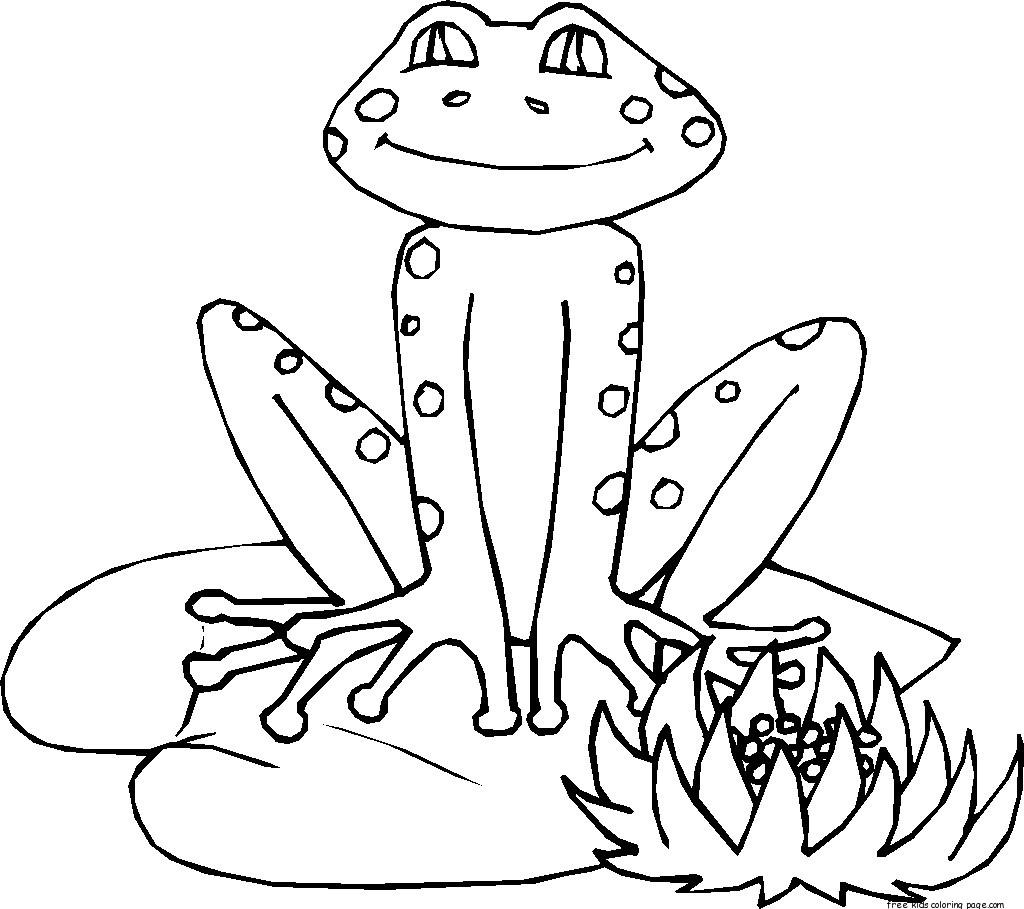 Coloriage d'une grenouille sur une feuille de nénuphar