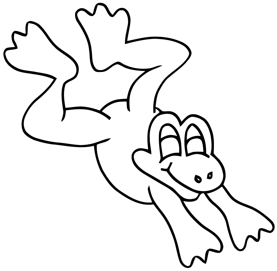 Coloriage d'une grenouille sur une feuille, entourée d'eau et de végétation