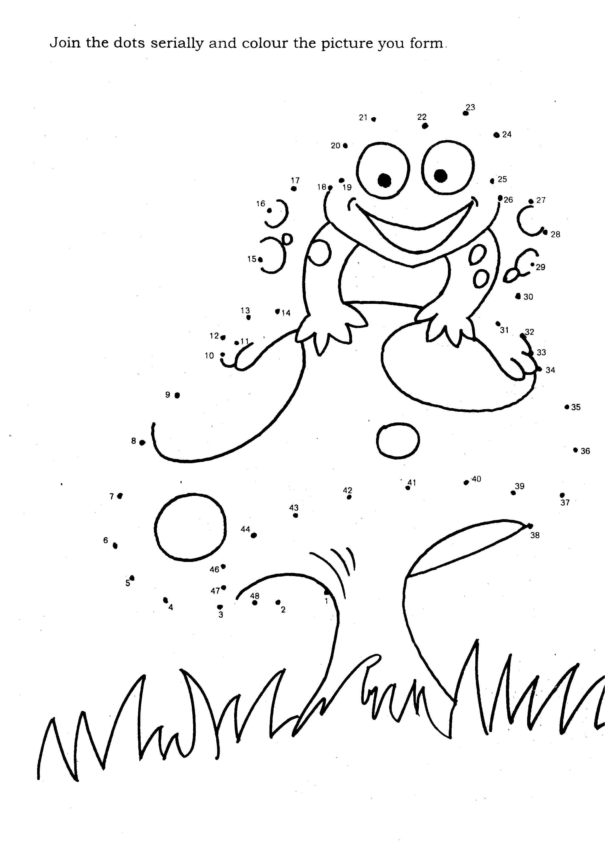Coloriage d'une grenouille assise sur une feuille au bord de l'eau