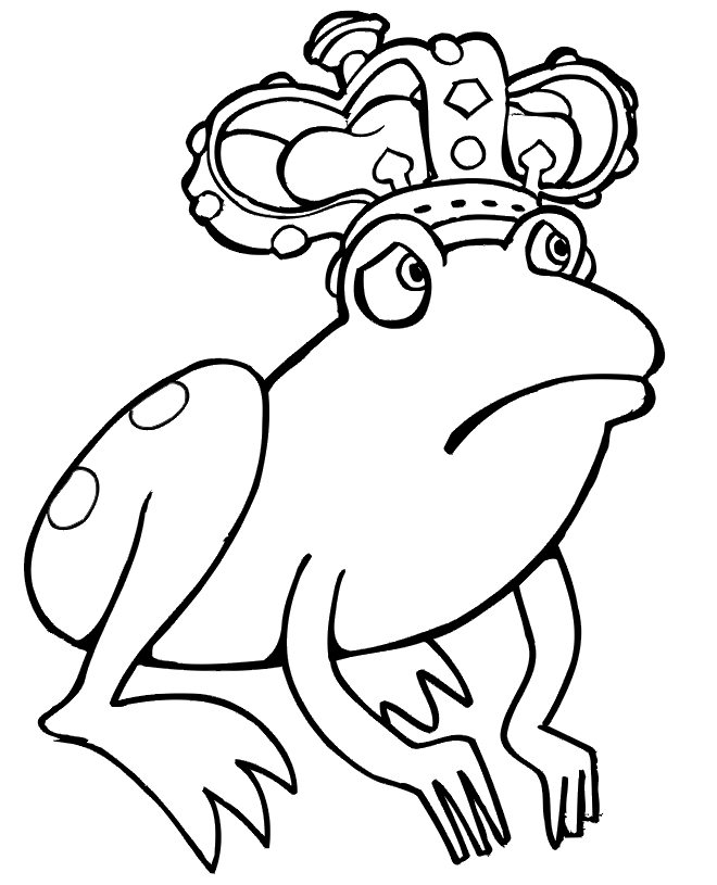 Coloriage d'une grenouille assise sur une feuille de nénuphar au bord d'un étang