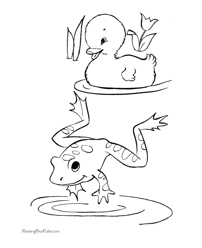 Coloriage d'une grenouille sur une feuille de nénuphar